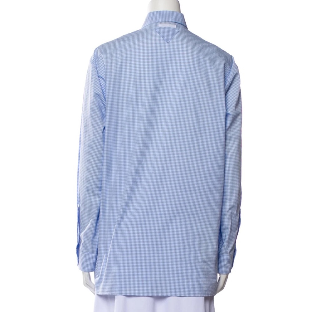 PRADA
Gingham Button-Front Shirt with Detachable Ruffle - Picture 4 of 8